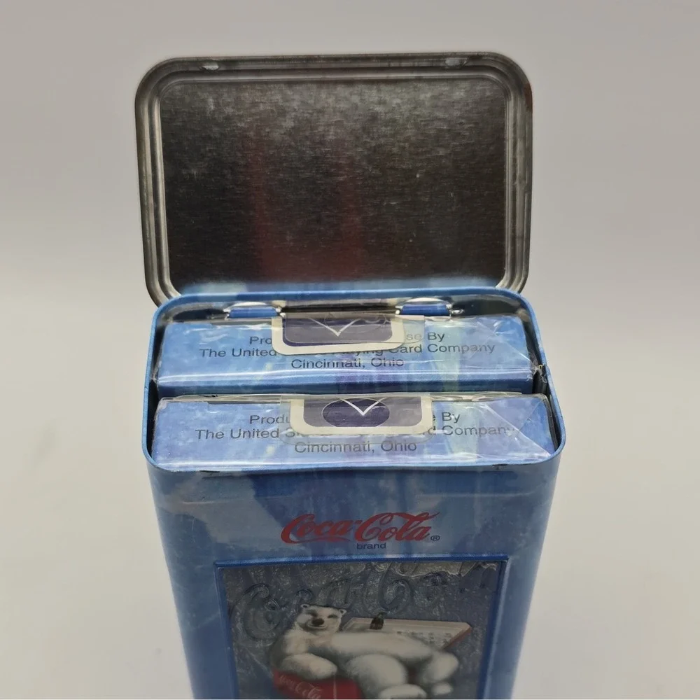 Coca-Cola Bear Metal Tin 2 Pack Collector Cards New Sealed